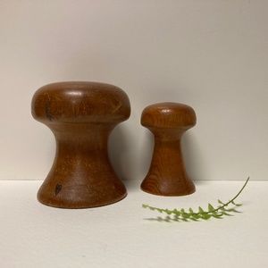 Vintage 70’s Wood  Mushrooms Sculptures